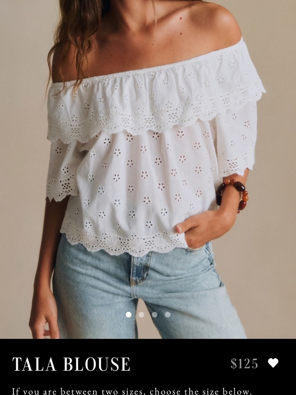Off-Shoulder White Eyelet Blouse
